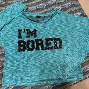 Long sleeve Blue crop top